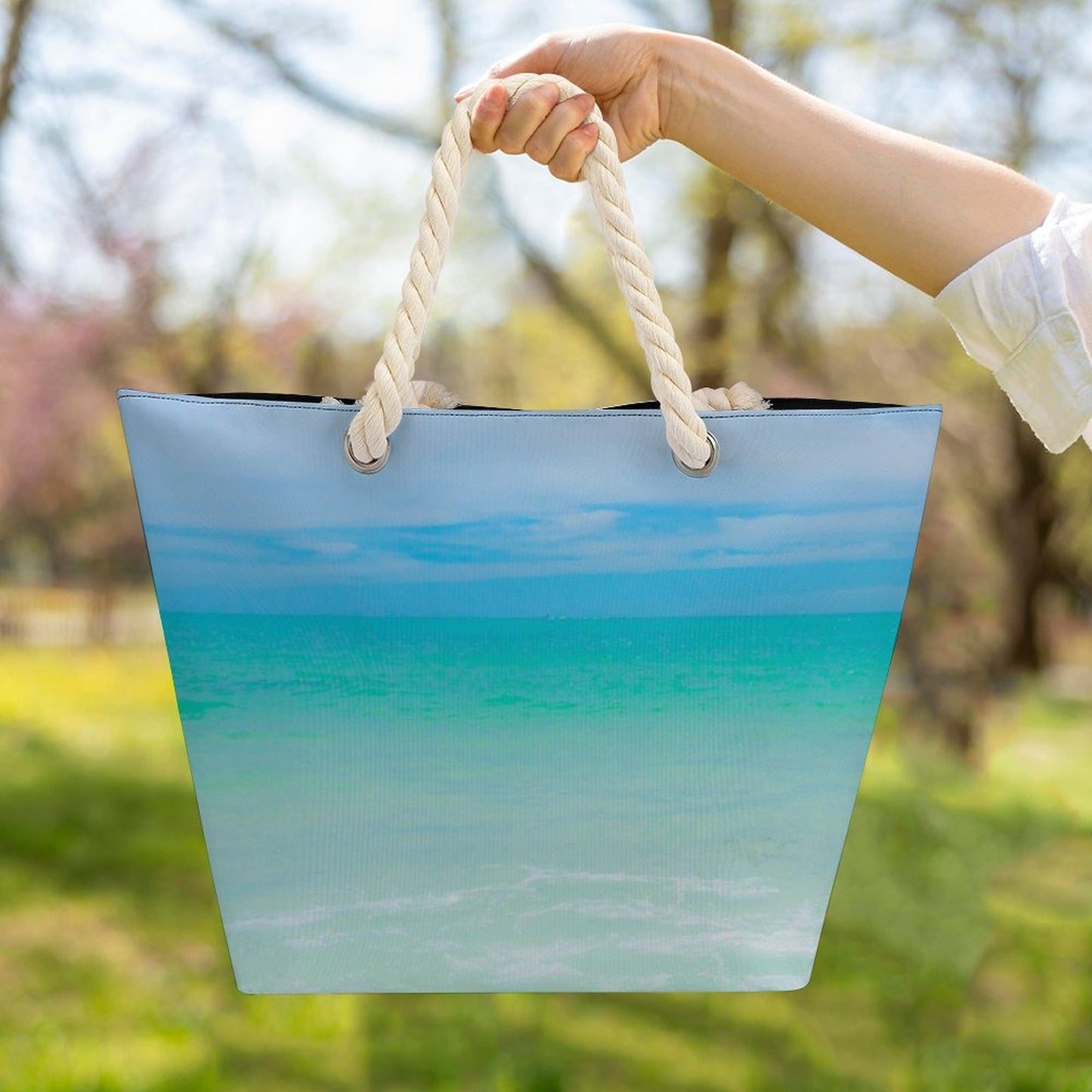Large Indigo Jute Tote Bag