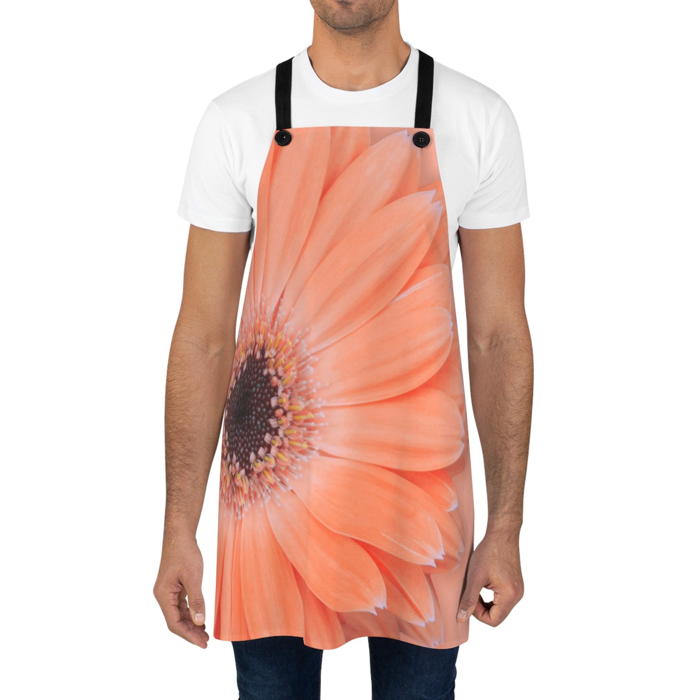 Peach Gerber Daisy Floral Kitchen Apron|Baking & Gardening Apron|Perfect Gift for Mother's Day|Cooking Accessories