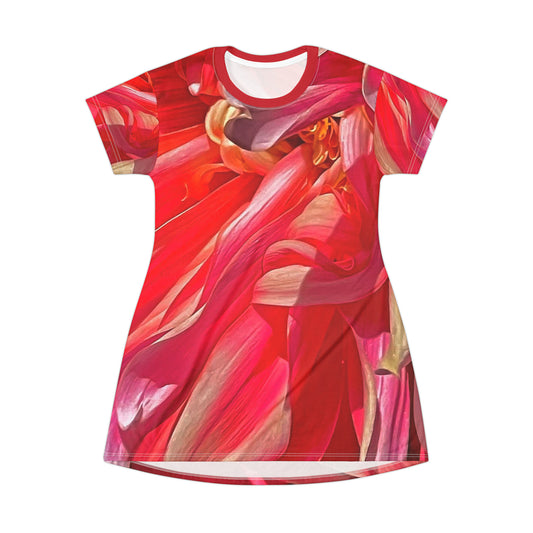Pucci Flower Pop T-Shirt Dress (AOP) Lightweight and Breathable Crop Dress Silky Soft Personalized Crop Dress |Unique Patterned Crop