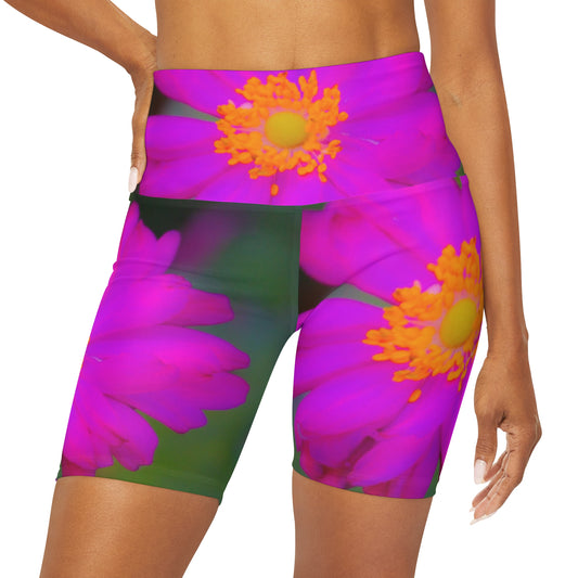 High Waisted Yoga Shorts|Floral Yoga Shorts|Pink