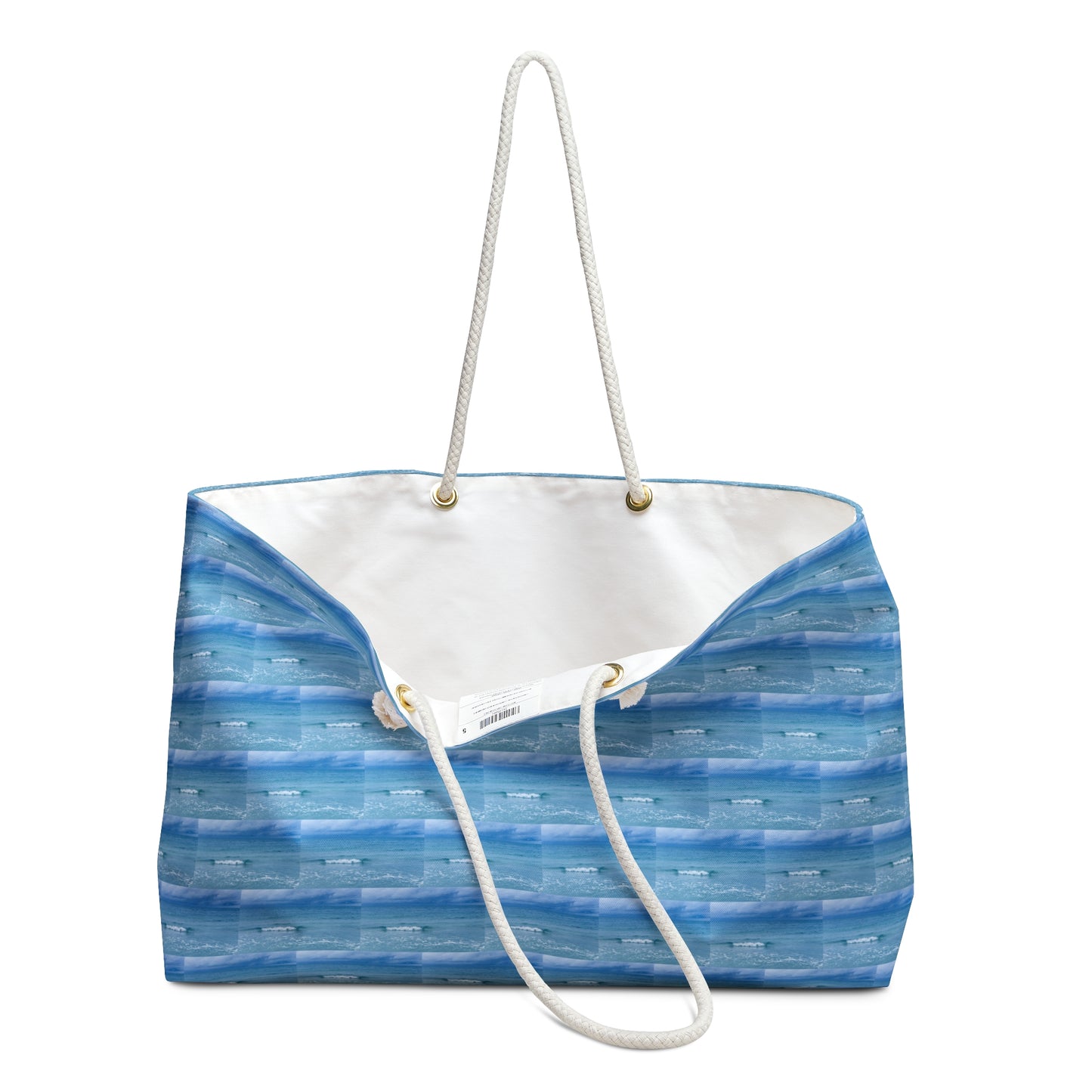 Ocean Wave Blue Weekender Bag Wide-mouthed beach Tote Bag with Rope Handles