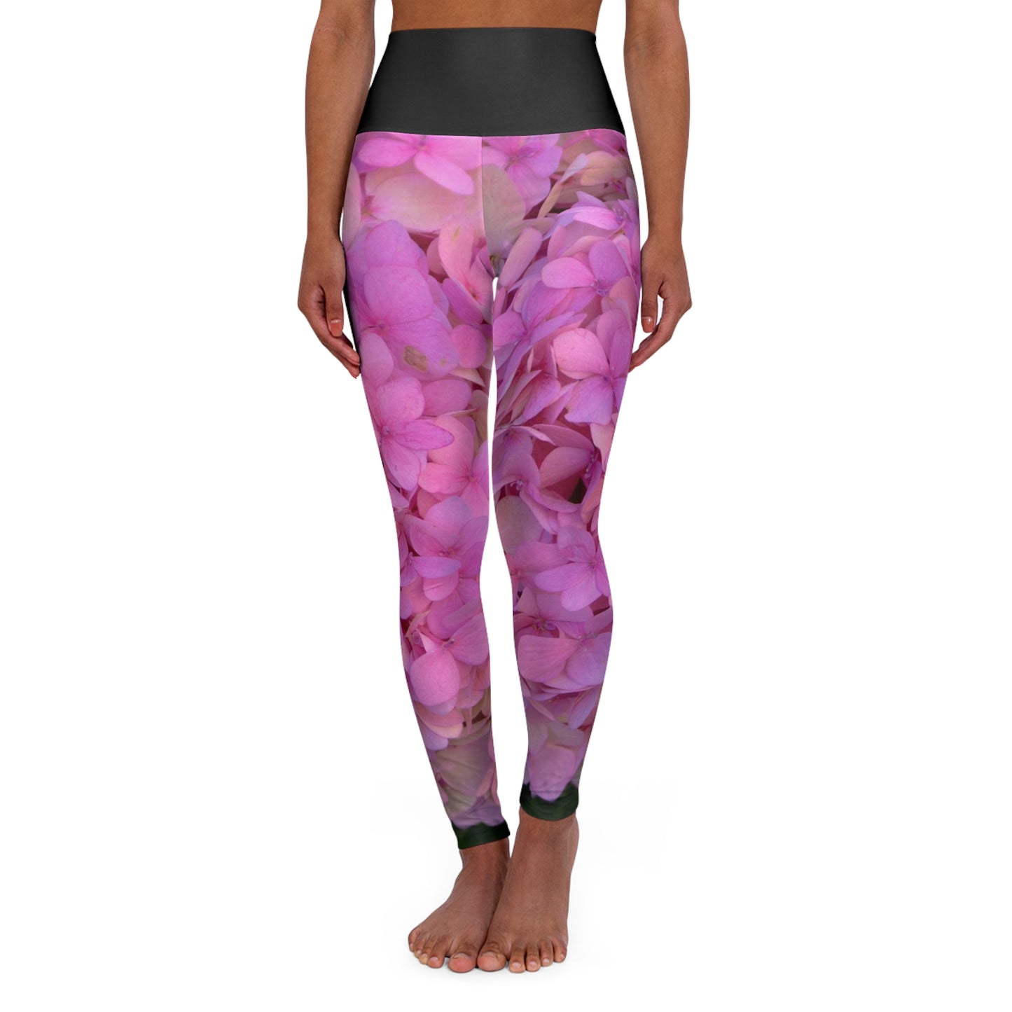 Hydrangea Pink Yoga Leggings, Floral Exercise Pants, Slim Fit High Waisted Leggings, Workout Tights, Athletic Leggings, Fitness Bottoms