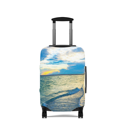 Blue Sea Glass Luggage Cover | Ocean Inspired Luggage Cover| Baggage Carousel Cover Luggage Cover| Travel Accessory |