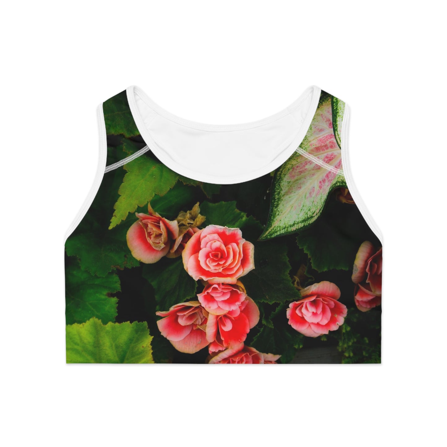 Red Rose Floral Womens Sports Exercise Bra