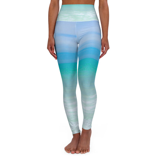 Blue Ocean Yoga Leggings, Ocean Inspired High Waisted, Women's Active Leggings, Workout Pants, Gym Bottoms, Yoga Clothing, Beachwear