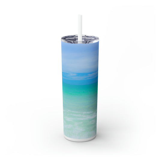 Cotten Candy Sky Skinny Tumbler with Straw, 20oz Hot and Cold Beverage Companion Drinkware Non-toxic Tumbler