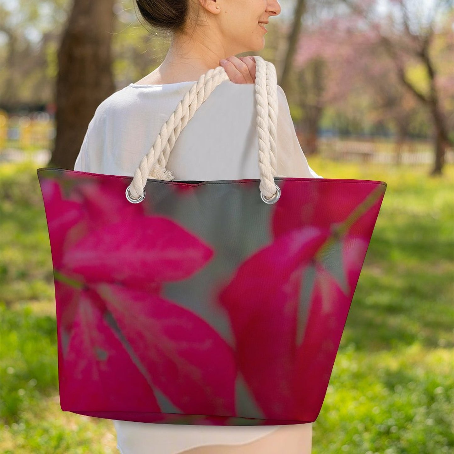 Mauve & Stone Large Jute Tote Bag(All-Over Printing)