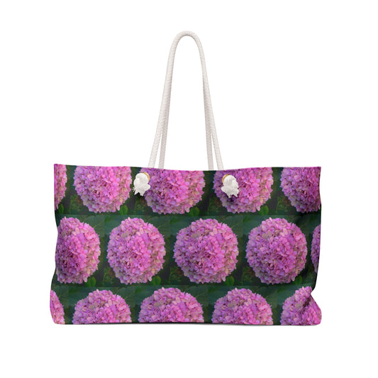 Pink Hydrangea Weekender Bag Oversized Weekender Durable Travel Bag with Rope Handles Beach Tote