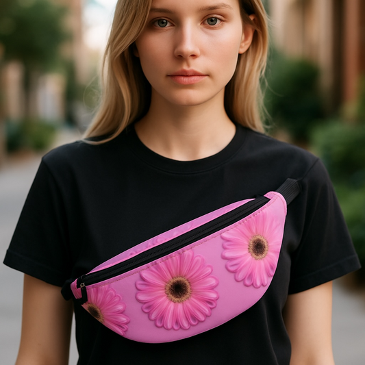Pink Gerber Daisy Floral Crossbody Bag