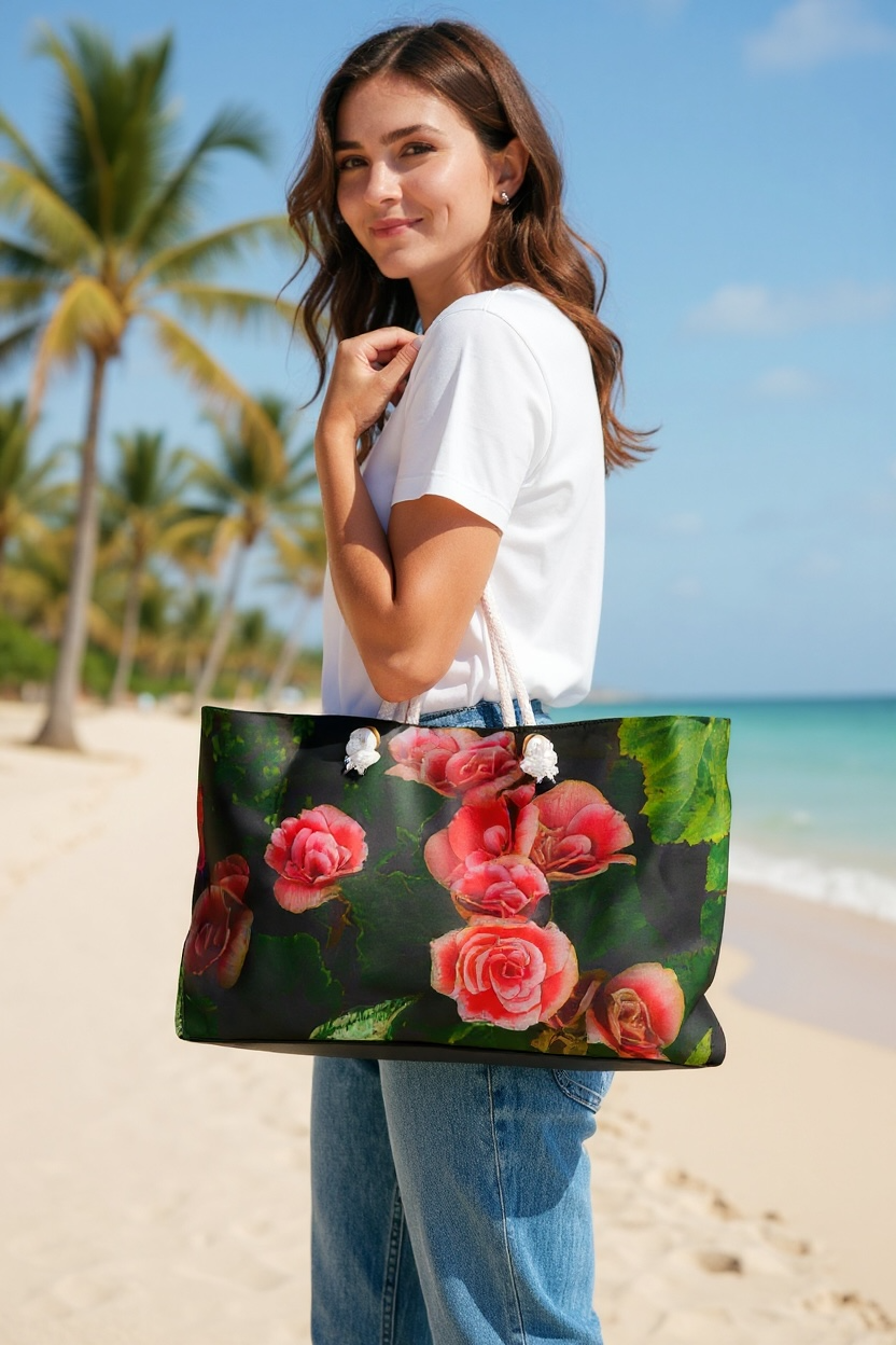 Floral Red Rose Weekender Bag