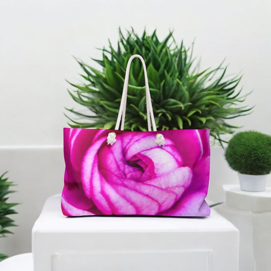 Pink Floral Rose Weekender Bag