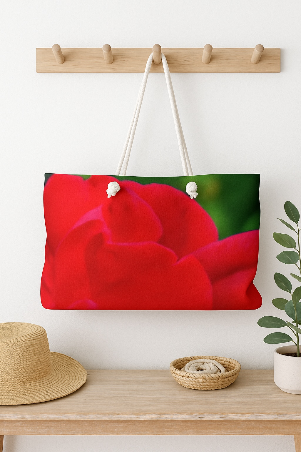 Red Rose Floral Weekender Bag