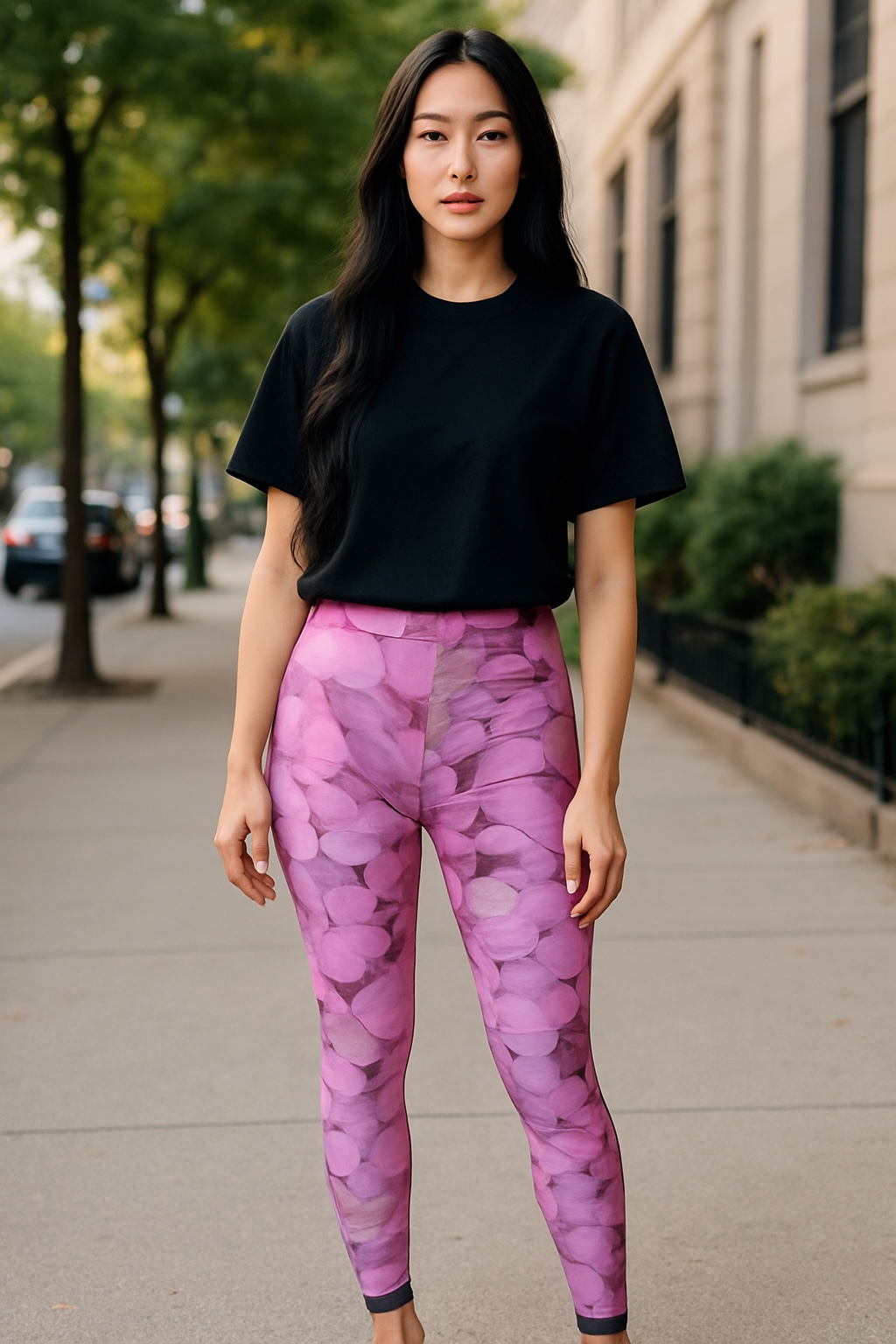 Hydrangea Pink Yoga Leggings, Floral Exercise Pants, Slim Fit High Waisted Leggings, Workout Tights, Athletic Leggings, Fitness Bottoms