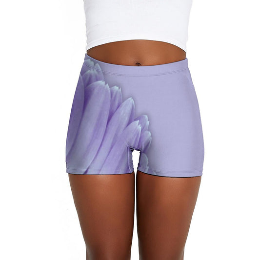 Lilac Gerber Daisy Short Shorts, Ladies Swim Shorts, Yoga Shorts