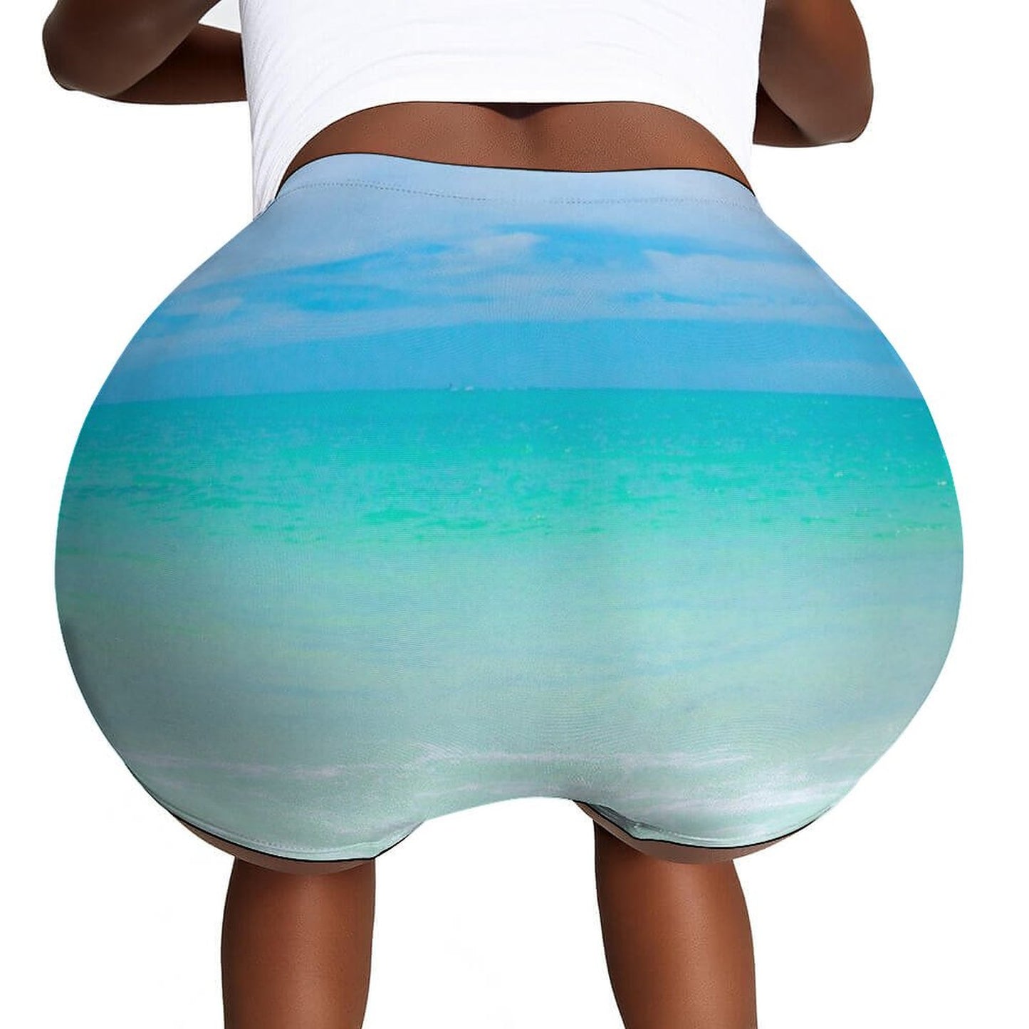 Ladies Indigo Blue Ocean Inspired Short Shorts, Yoga Shorts, Activewear, Swim Shorts