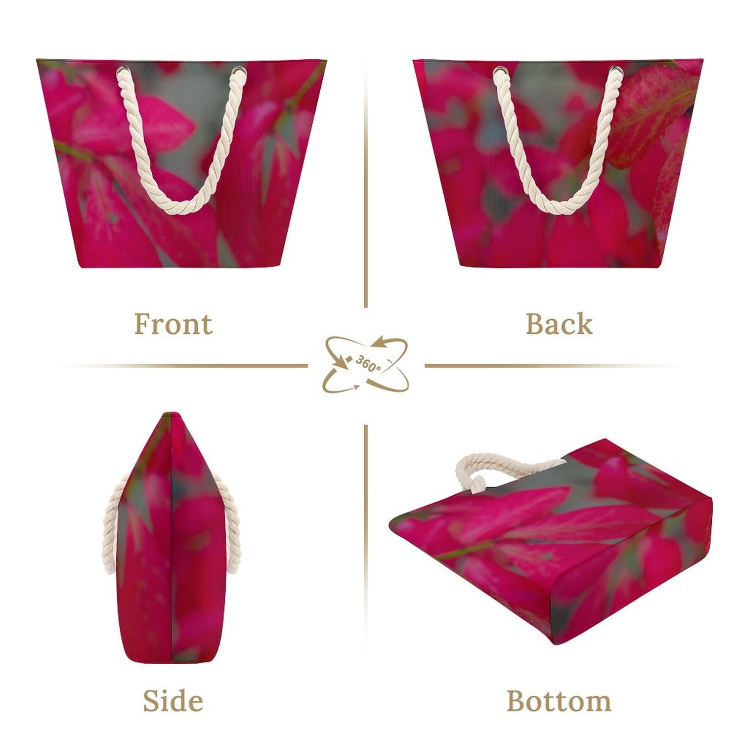 Mauve & Stone Large Jute Tote Bag(All-Over Printing)