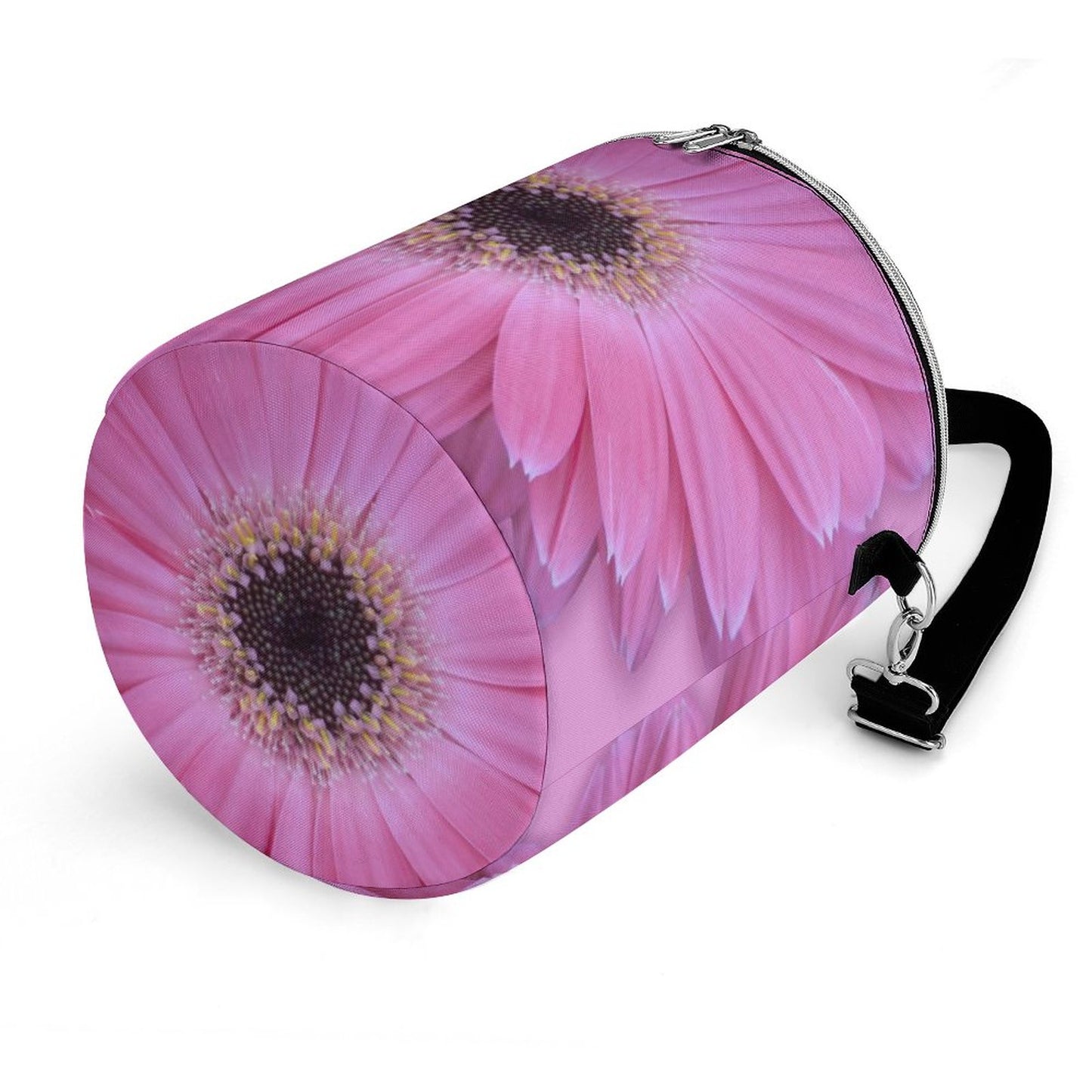 Round Pink Gerber Daisy Collapsible Insulated Cooler Bag with Shoulder Strap