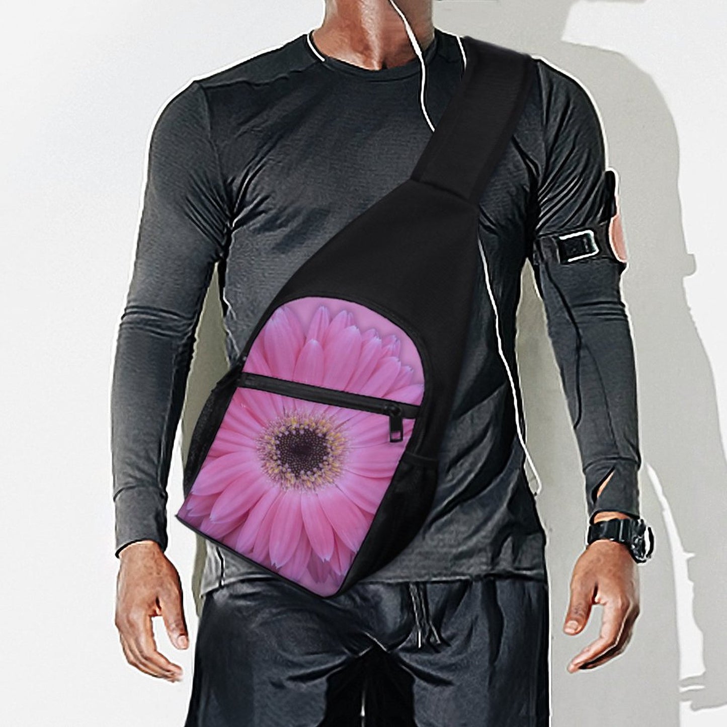 Pink Gerber Daisy Sling Bags with Single Shoulder