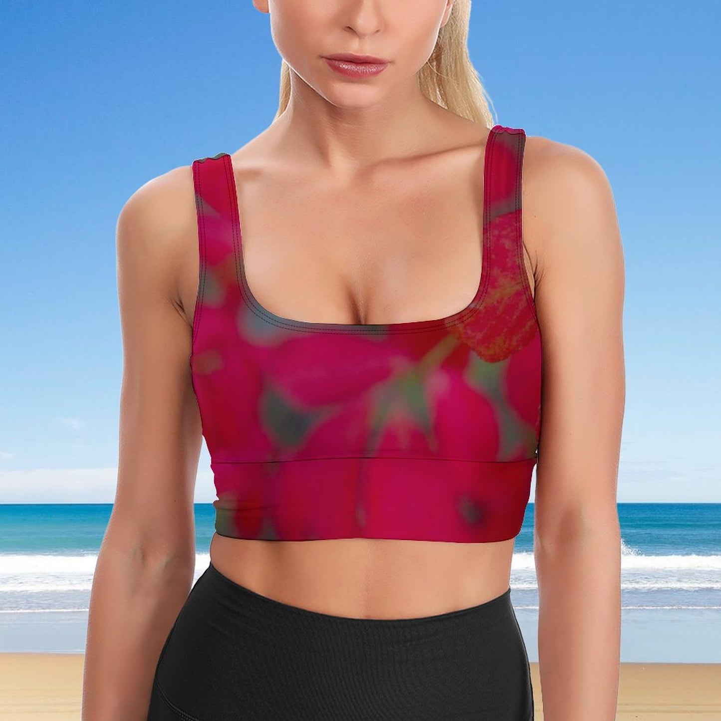 Mauve & Slate Floral Custom Sports Bra Designs-Yoga Support Bras