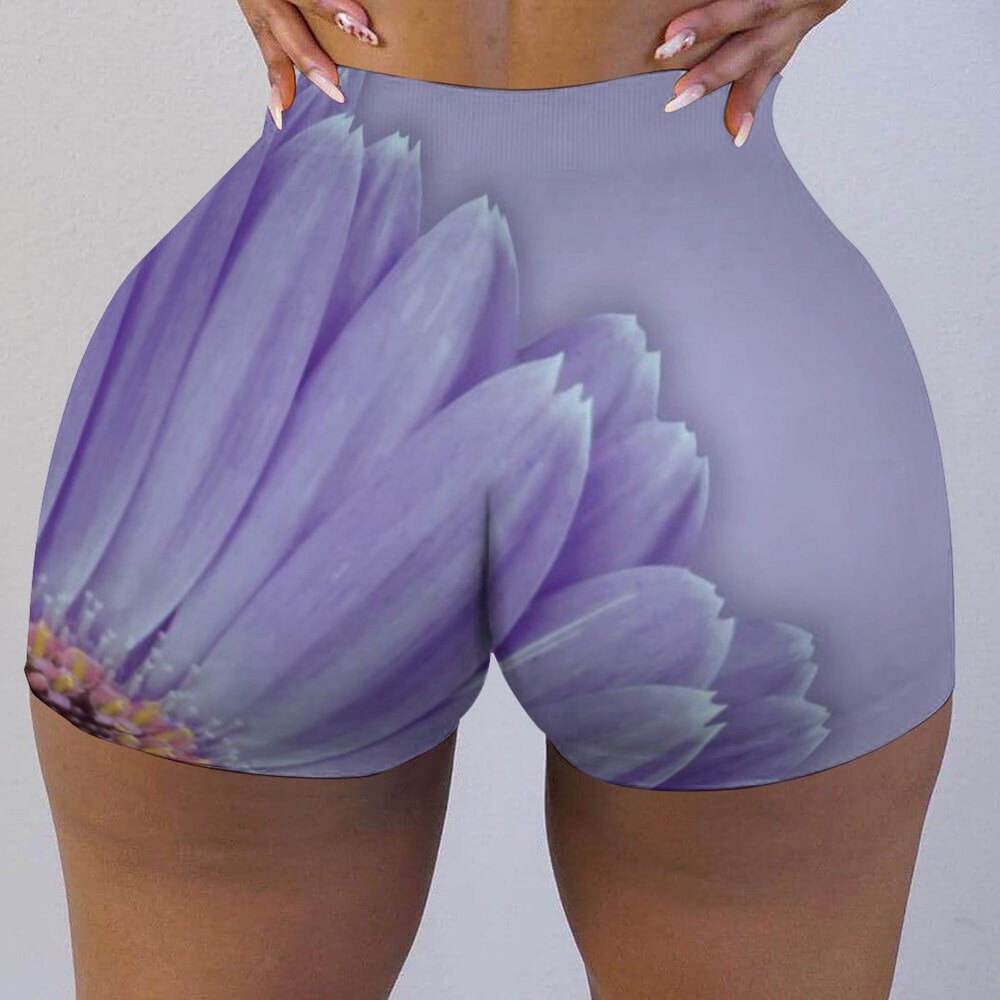 Lilac Gerber Daisy Short Shorts, Ladies Swim Shorts, Yoga Shorts