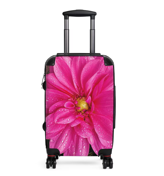 Pink Chrysanthemum Floral Suitcase: Vibrant Travel Luggage