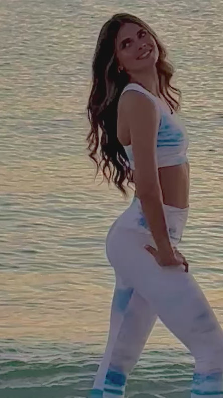 Blue Ice Ocean Inspired High Waisted Yoga Leggings